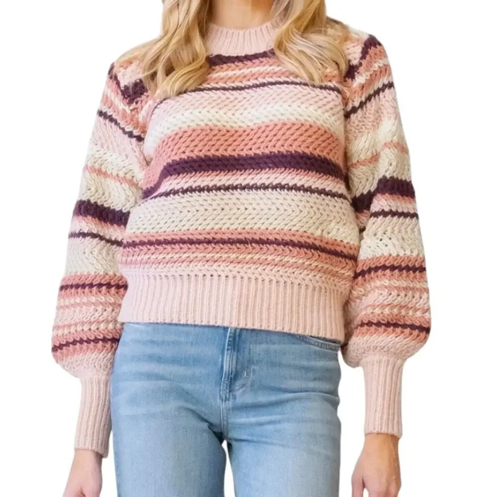 Z Supply Multi Pink Striped Sweater - Picture 1 of 3